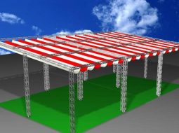 Mô hình thiết kế mái hiên xếp di động cho sân bóng được nhiều nhà kinh doanh sử dụng để đẩy tan cái nóng mùa hè